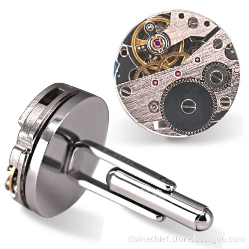 Hot Selling Watch Movement Cufflinks for Men, 316L Stainless Steel Movement Cufflinks WM-806